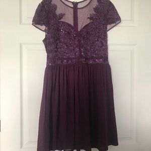 Francesca's NWT Plum Beaded Short Sleeve Dress